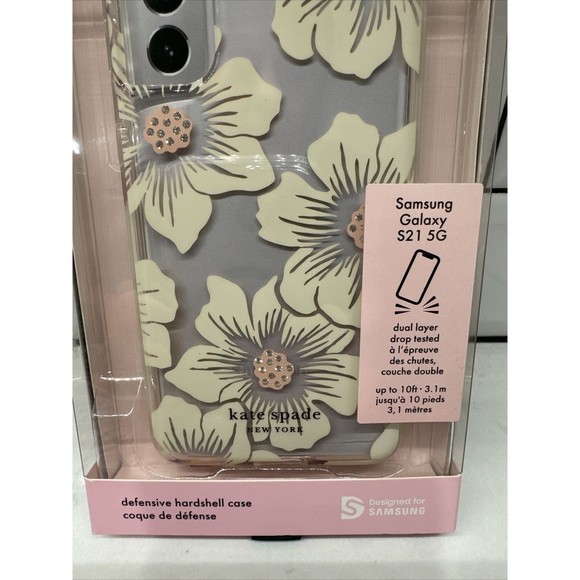 Kate Spade Hardshell Case for Galaxy S21 5G - Hollyhock Floral Clear - Picture 2 of 2